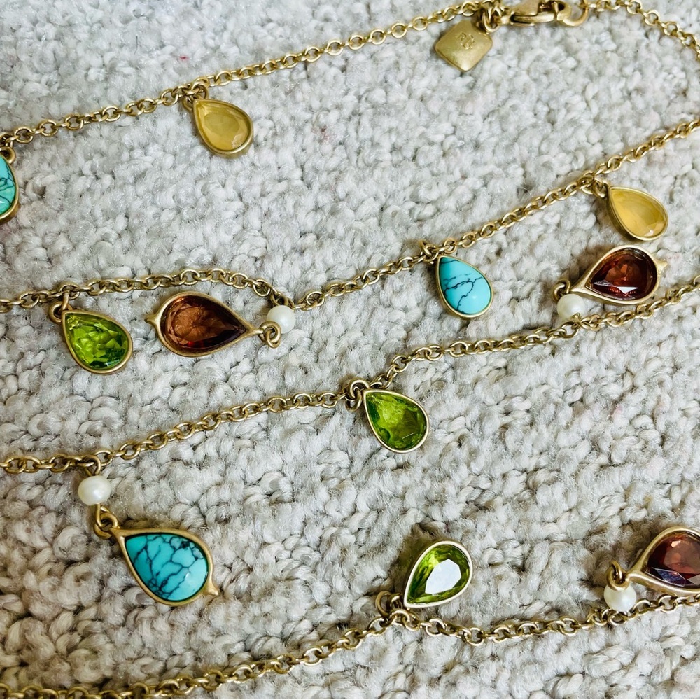 Lauren Ralph Lauren 90's Y2K Matte Gold Dangle Charm Necklace Earring Set Work - Picture 4 of 10